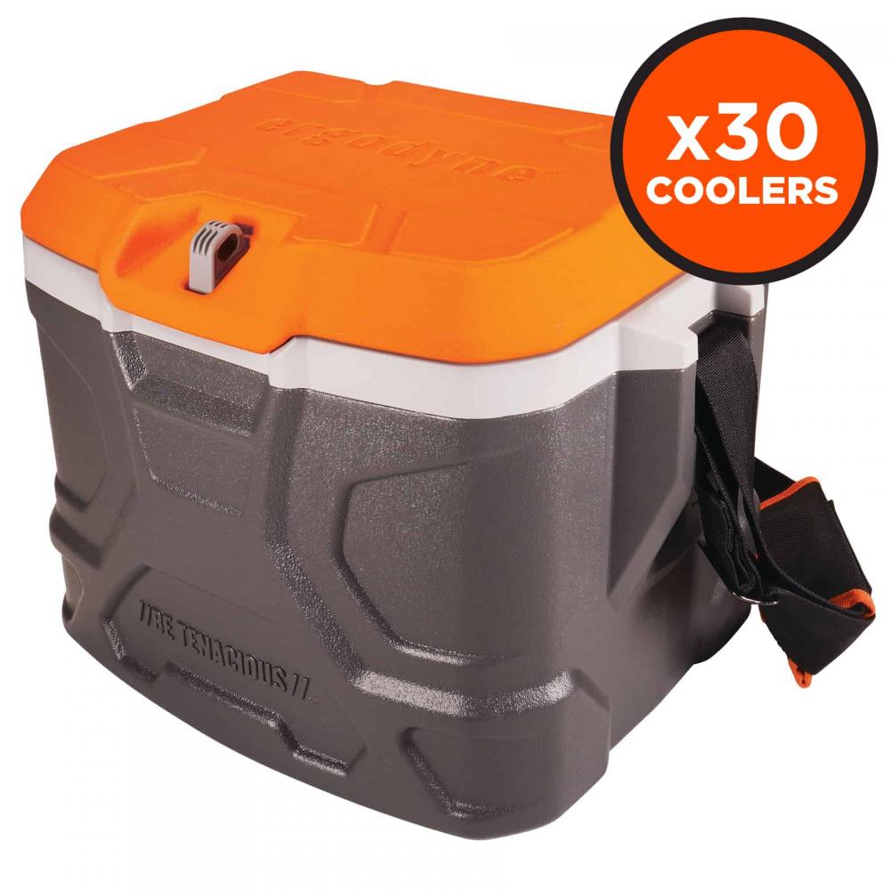 5170 Pallet of 30 Orange and Gray Industrial Hard Sided Cooler - 17 qt<span class=' ItemWarning' style='display:block;'>Item is usually in stock, but we&#39;ll be in touch if there&#39;s a problem<br /></span>