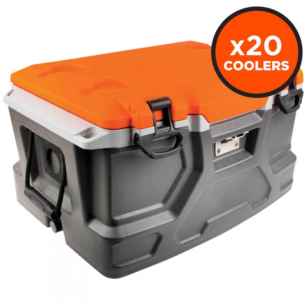 5171 Pallet of 20 Orange and Gray Industrial Hard Sided Cooler - 48 qt<span class=' ItemWarning' style='display:block;'>Item is usually in stock, but we&#39;ll be in touch if there&#39;s a problem<br /></span>