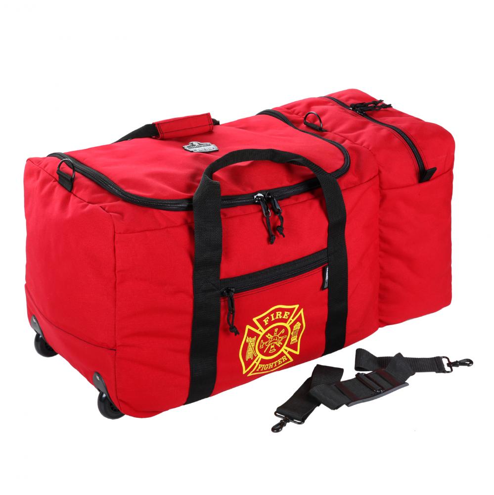 5005W Red Wheeled Firefighter Turnout Bag - 117L<span class=' ItemWarning' style='display:block;'>Item is usually in stock, but we&#39;ll be in touch if there&#39;s a problem<br /></span>