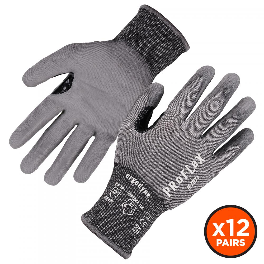 7071 12-pair L Gray ANSI/ISEA 105-2016 A7 PU Coated CR Gloves<span class=' ItemWarning' style='display:block;'>Item is usually in stock, but we&#39;ll be in touch if there&#39;s a problem<br /></span>