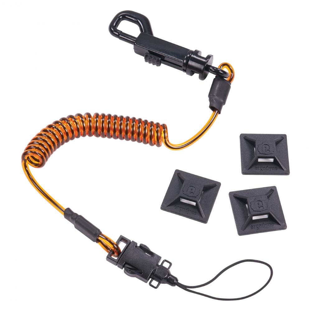 3151 Orange and Black Coil Lanyard plus Mini Adhesive Mounts HL<span class=' ItemWarning' style='display:block;'>Item is usually in stock, but we&#39;ll be in touch if there&#39;s a problem<br /></span>