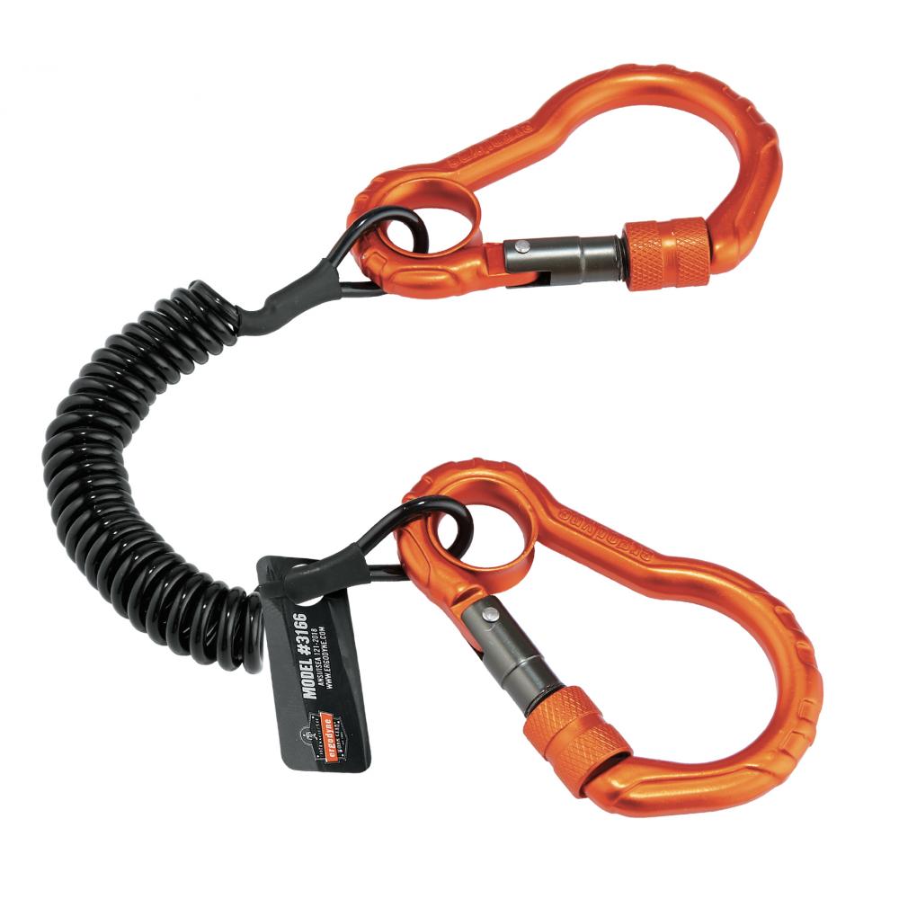 3166 Black Coil Lanyard - Dual Carabiners - 2lbs<span class=' ItemWarning' style='display:block;'>Item is usually in stock, but we&#39;ll be in touch if there&#39;s a problem<br /></span>