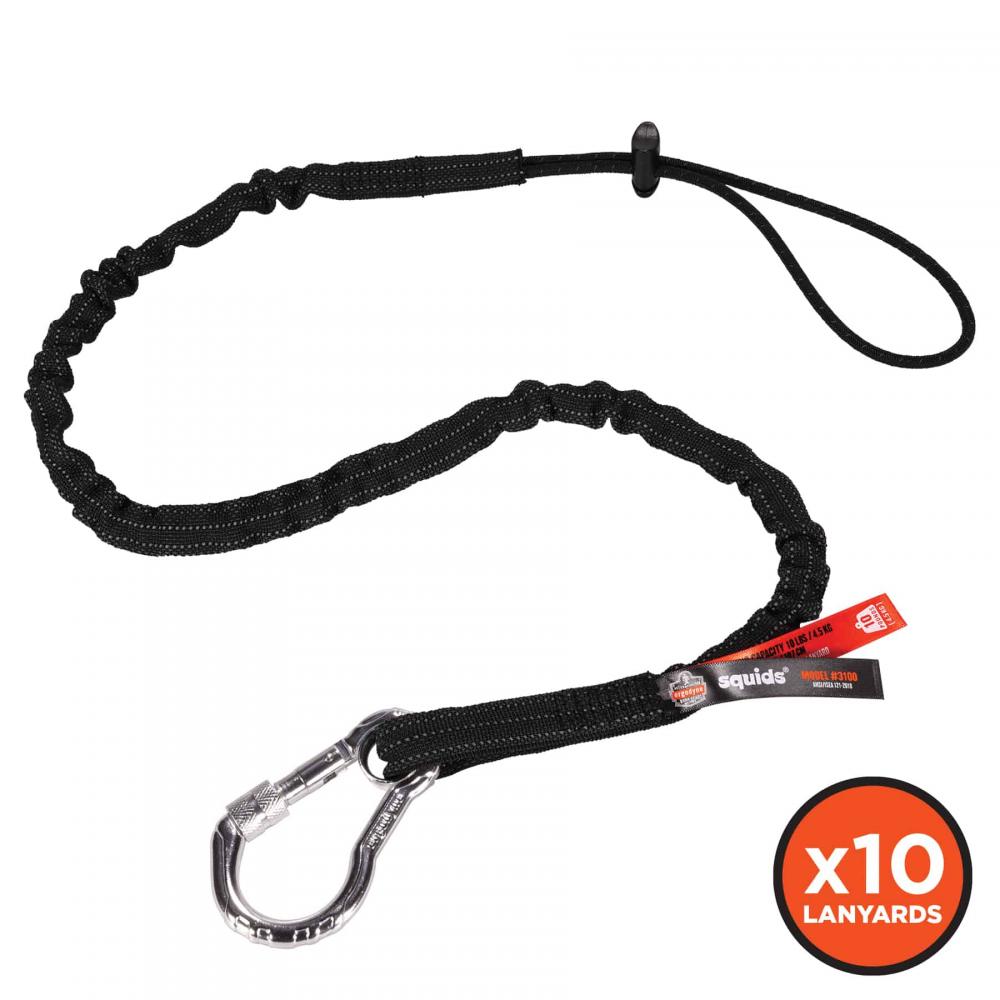 3100 10-pack Standard Black Lanyard - Carabiner Loop - 10lbs<span class=' ItemWarning' style='display:block;'>Item is usually in stock, but we&#39;ll be in touch if there&#39;s a problem<br /></span>