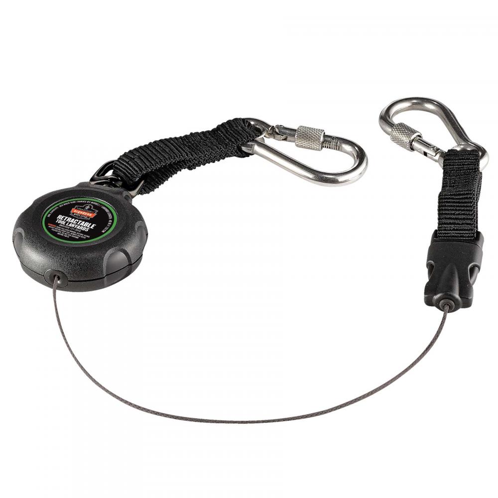 3000 Standard Black Retractable Lanyard - Dual SS Carabiners - 1lb<span class=' ItemWarning' style='display:block;'>Item is usually in stock, but we&#39;ll be in touch if there&#39;s a problem<br /></span>