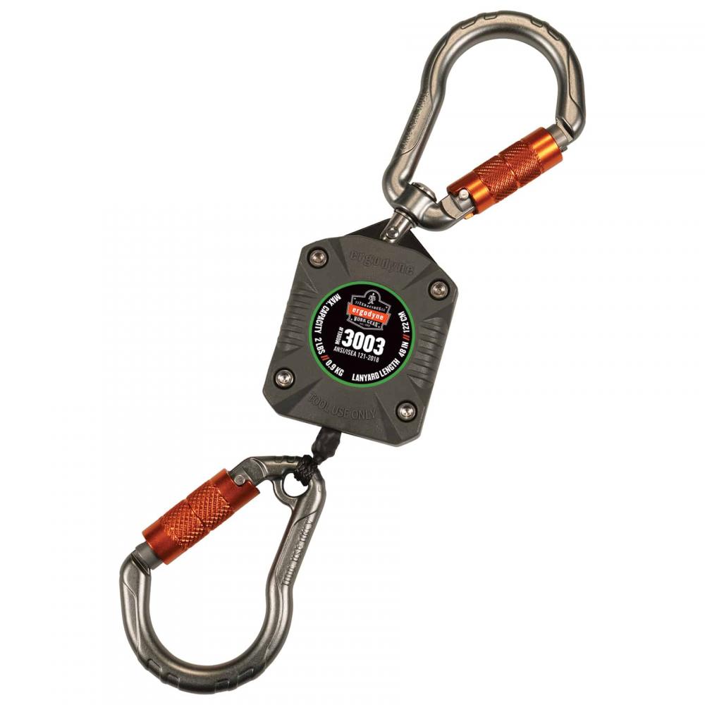 3003 Standard Gray Retractable Lanyard - Dual Carabiners - 2lbs<span class=' ItemWarning' style='display:block;'>Item is usually in stock, but we&#39;ll be in touch if there&#39;s a problem<br /></span>