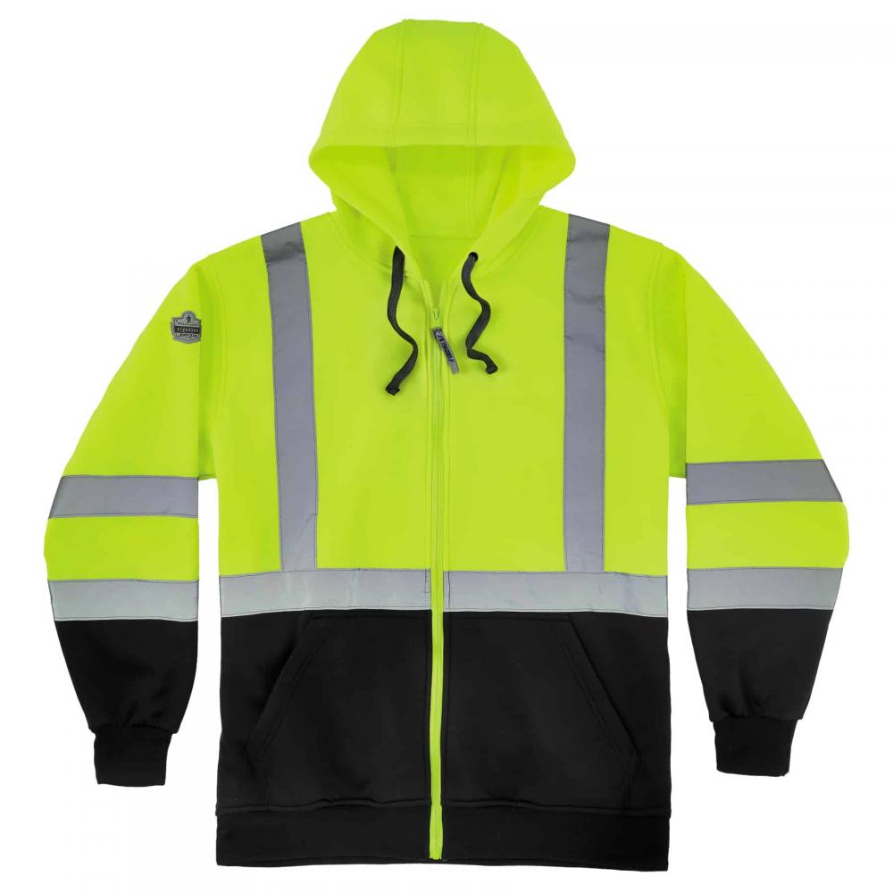 8372 L Lime Class 3 Hooded Sweatshirt Black Bottom - Zipper<span class=' ItemWarning' style='display:block;'>Item is usually in stock, but we&#39;ll be in touch if there&#39;s a problem<br /></span>