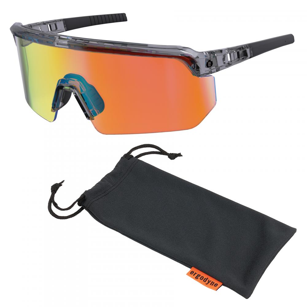 AEGIR-AFASPM Clear Smoke Frame Orange Mirror Lens Safety Glasses - AFAS Polarized Mirrored<span class=' ItemWarning' style='display:block;'>Item is usually in stock, but we&#39;ll be in touch if there&#39;s a problem<br /></span>