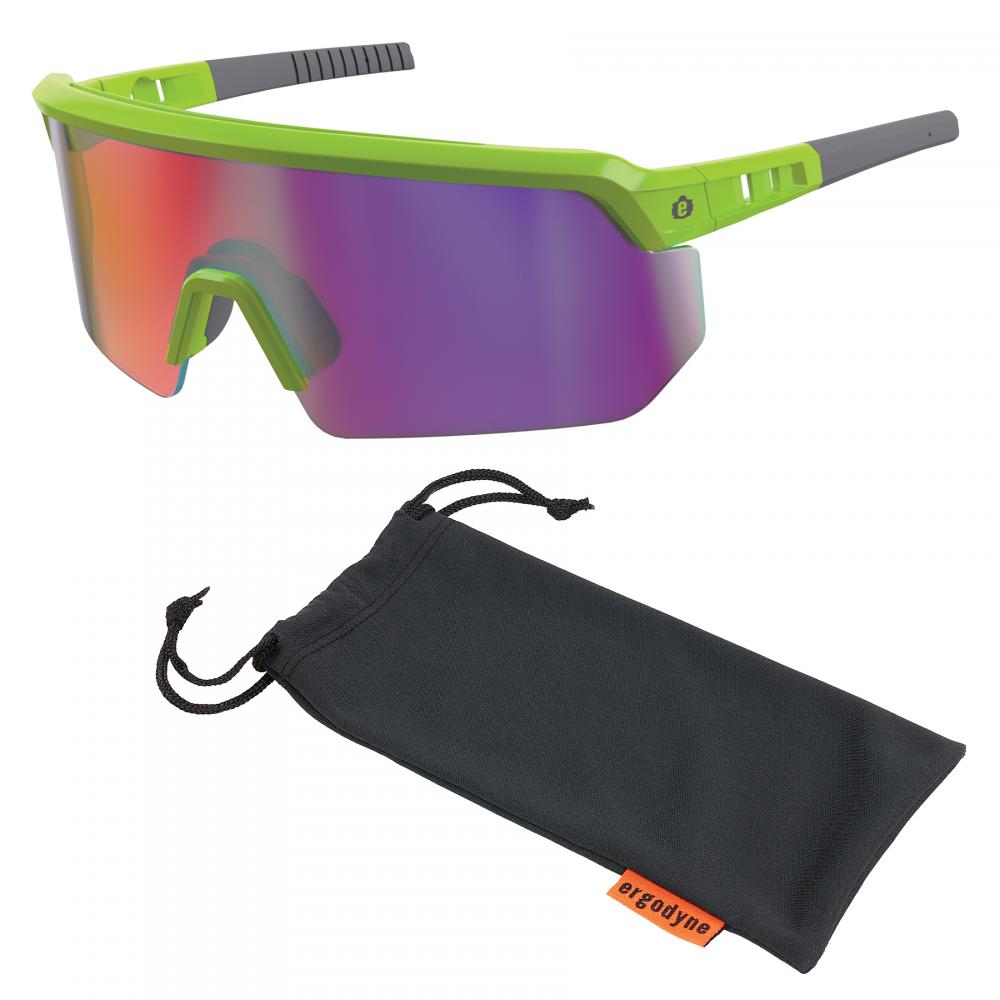 AEGIR-AFASPM Lime Frame Purple Mirror Lens Safety Glasses - AFAS Polarized Mirrored<span class=' ItemWarning' style='display:block;'>Item is usually in stock, but we&#39;ll be in touch if there&#39;s a problem<br /></span>