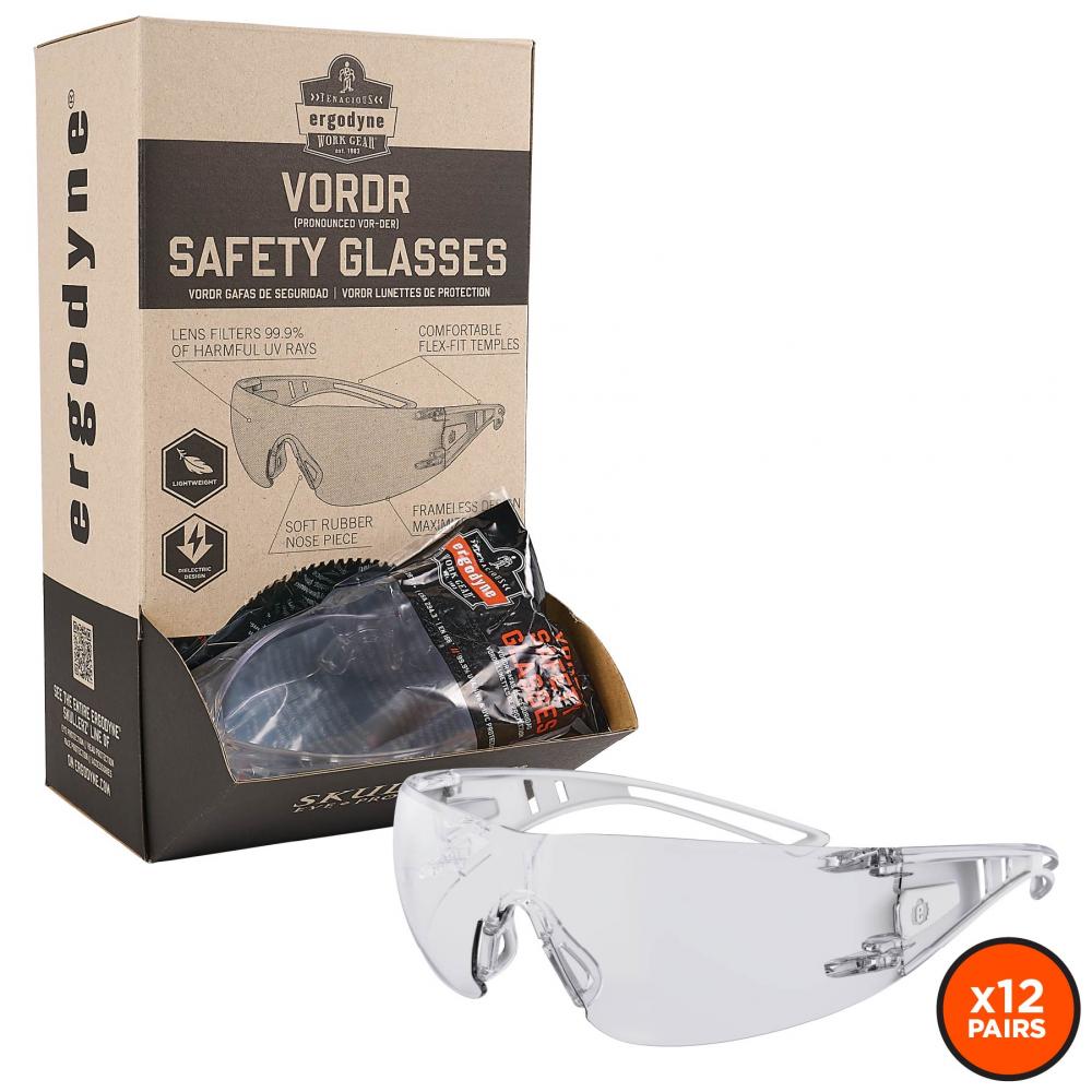 VORDR 12-pack Clear Lens Safety Glasses - Frameless<span class=' ItemWarning' style='display:block;'>Item is usually in stock, but we&#39;ll be in touch if there&#39;s a problem<br /></span>