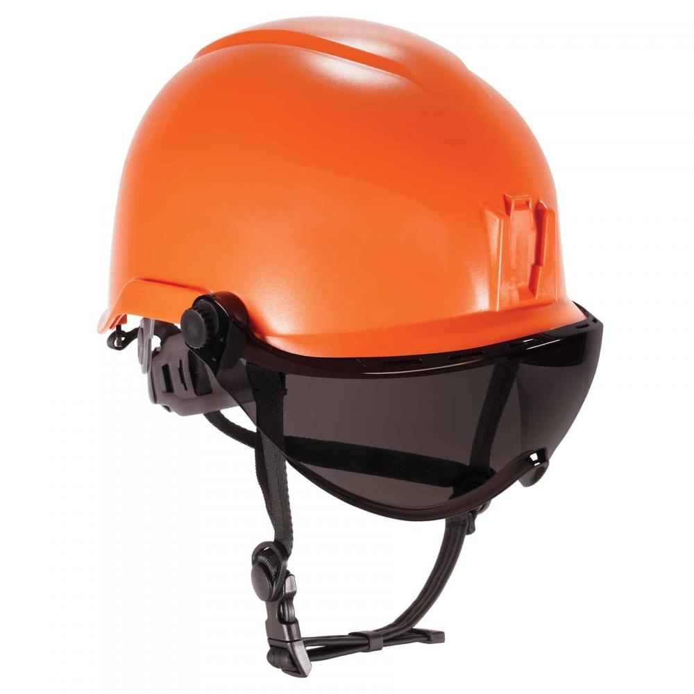 8974V Anti-Fog Smoke Lens Orange Safety Helmet with Visor Type 1 Class E<span class='Notice ItemWarning' style='display:block;'>Item has been discontinued<br /></span>