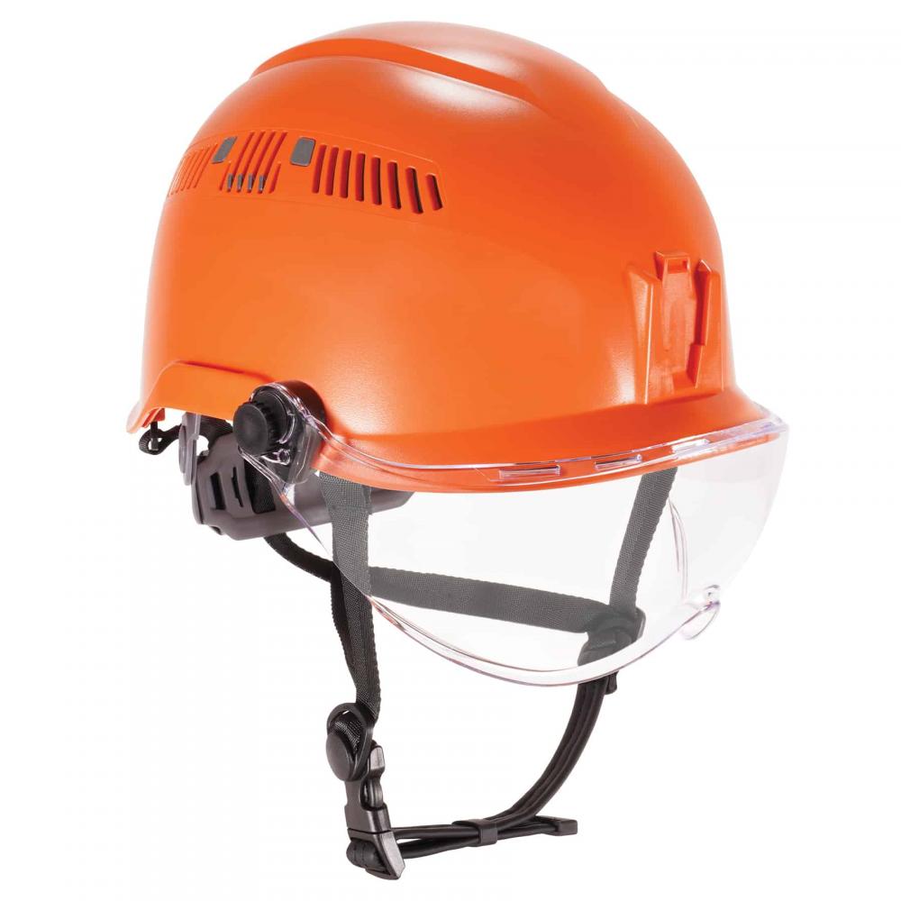 8975V Anti-Fog Clear Lens Orange Safety Helmet with Visor Vented Type 1 Class C<span class='Notice ItemWarning' style='display:block;'>Item has been discontinued<br /></span>