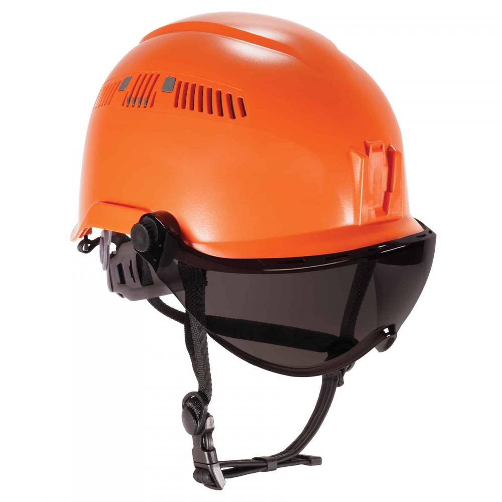 8975V Anti-Fog Smoke Lens Orange Safety Helmet with Visor Vented Type 1 Class C<span class='Notice ItemWarning' style='display:block;'>Item has been discontinued<br /></span>