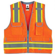 Ergodyne 21455 - 8254HDZ L/XL Orange Two-Tone Zipper Heavy-Duty Surveyors Vest