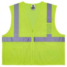 Ergodyne 21577 - 8256Z 2XL/3XL Lime Class 2 Self-Extinguishing Vest - Zipper