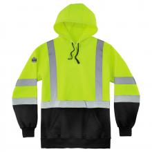 Ergodyne 21886 - 8373 2XL Lime Class 3 Hooded Sweatshirt Black Bottom