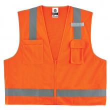 Ergodyne 24013 - 8249Z S/M Orange Class 2 Economy Surveyors Vest - Zipper