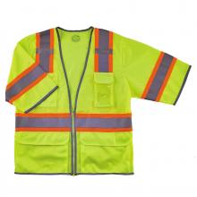 Ergodyne 24169 - 8346Z 4XL/5XL Lime Class 3 Two-Tone Hi-Vis Surveyor Vest - Zipper