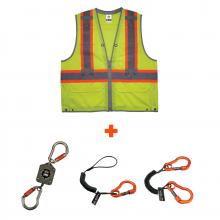 Ergodyne 24185 - 8231TVK L/XL Lime Class 2 Hi-Vis Tool Tethering Safety Vest Kit