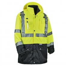 Ergodyne 25539 - 8388 5XL Lime 4-in-1 Hi-Vis Winter Jacket Parka Black Bottom