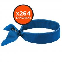 Ergodyne 12398 - 6702 Case of 264 Blue Cooling Bandana - Embedded Polymers - Tie