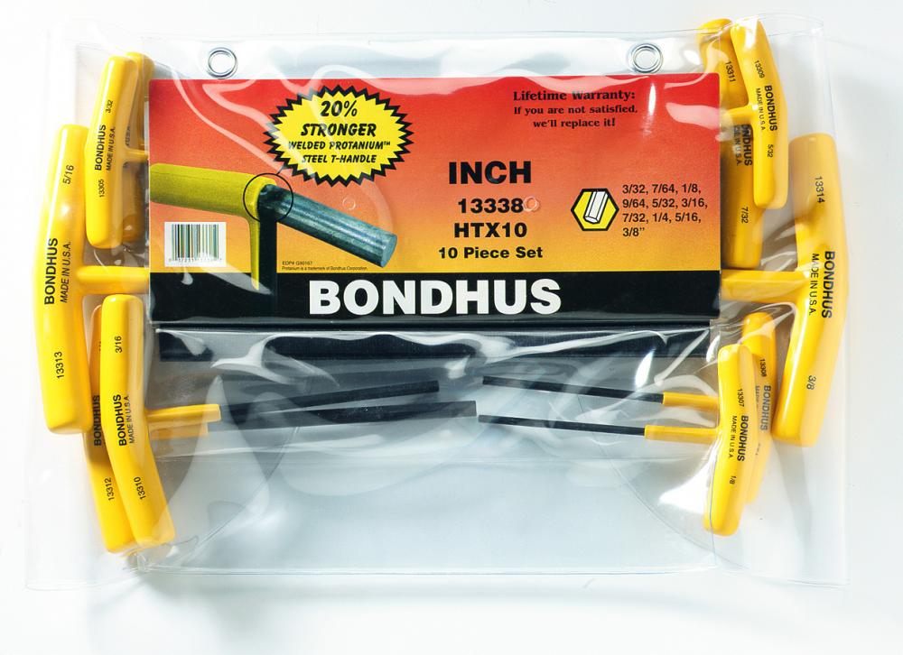 BONDHUS 10PC (3/32 - 3/8) HEX T-HANDLE SET<span class=' ItemWarning' style='display:block;'>Item is usually in stock, but we&#39;ll be in touch if there&#39;s a problem<br /></span>