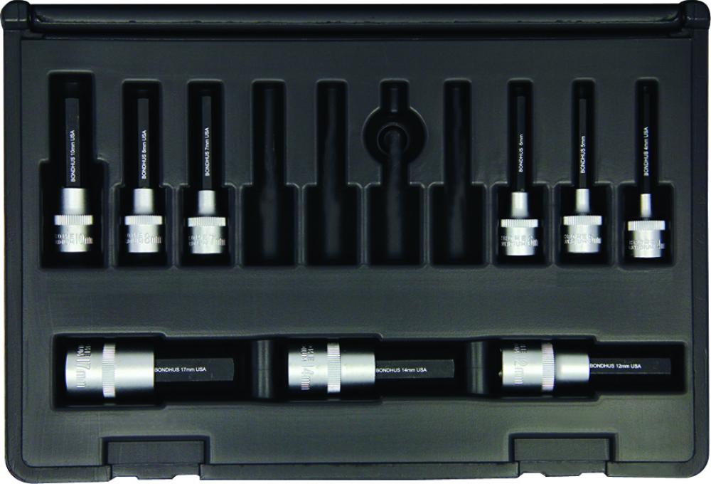 BONDHUS 9PC 2&#34; HEX BIT & SOCKET SET (4 - 17MM)<span class=' ItemWarning' style='display:block;'>Item is usually in stock, but we&#39;ll be in touch if there&#39;s a problem<br /></span>