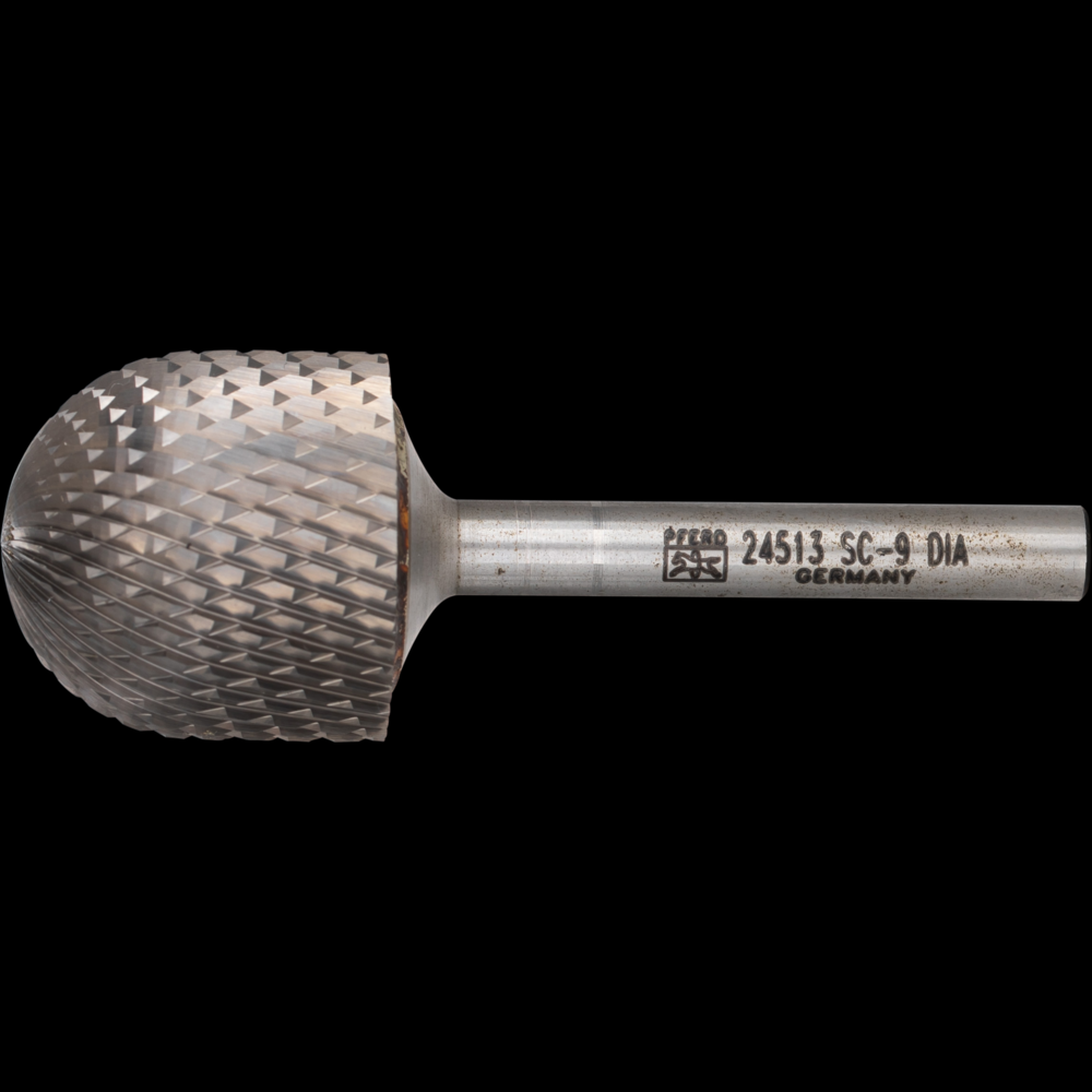 PFERD Carbide Bur SC-9 Cylindrical Radius End Diamond Cut 1&#34; x 1&#34; x 1/4&#34; Shank<span class=' ItemWarning' style='display:block;'>Item is usually in stock, but we&#39;ll be in touch if there&#39;s a problem<br /></span>