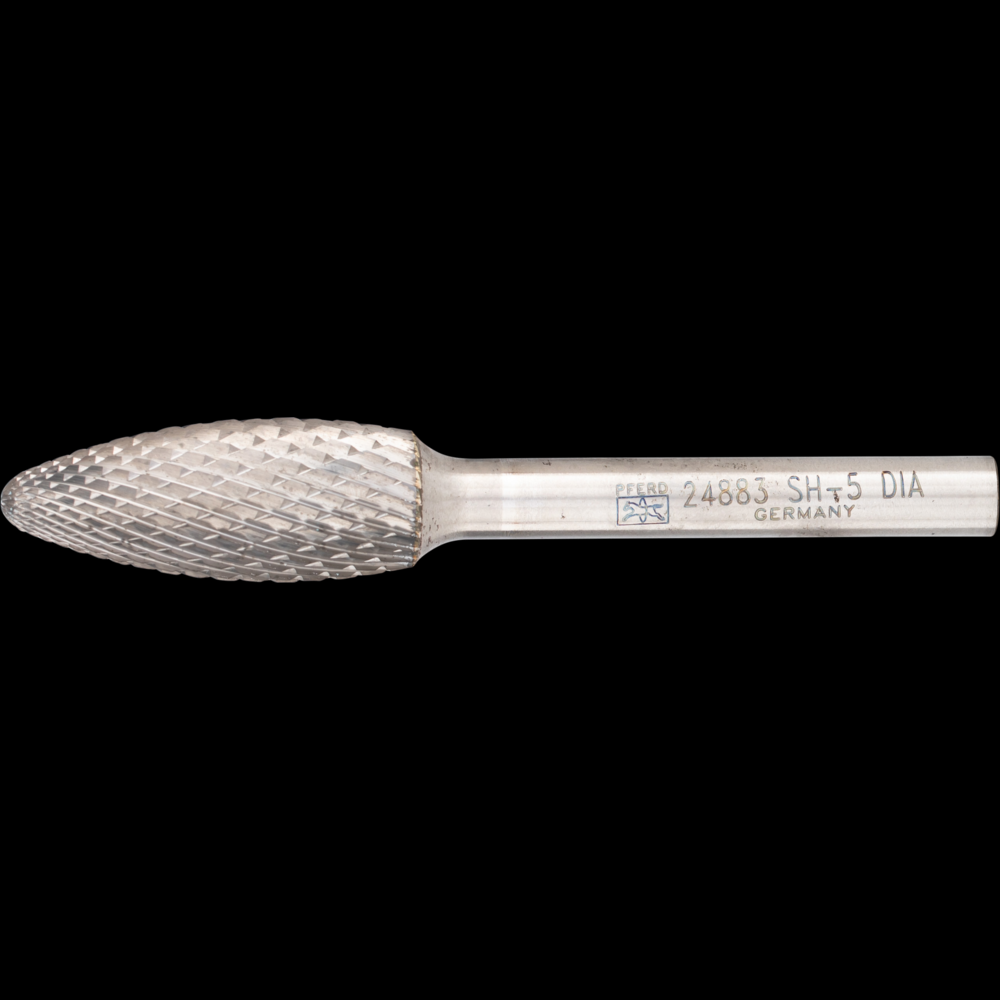 PFERD Carbide Bur SH-5 Flame Shape Diamond Cut 1/2&#34; x 1-1/4&#34; x 1/4&#34; Shank<span class=' ItemWarning' style='display:block;'>Item is usually in stock, but we&#39;ll be in touch if there&#39;s a problem<br /></span>