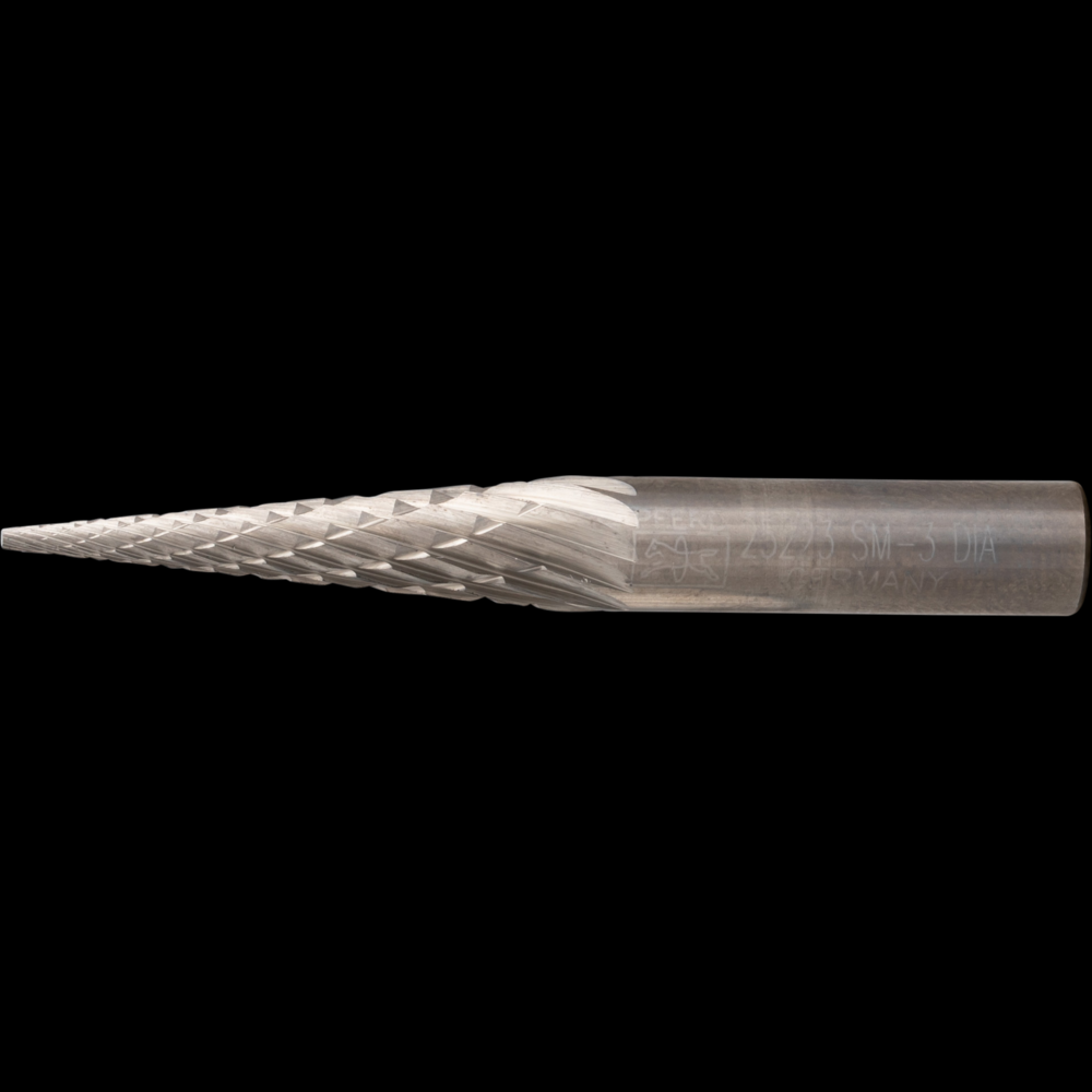 PFERD Carbide Bur SM-3 Pointed Cone Shape Diamond Cut 1/4&#34; x 1&#34; x 1/4&#34; Shank<span class=' ItemWarning' style='display:block;'>Item is usually in stock, but we&#39;ll be in touch if there&#39;s a problem<br /></span>