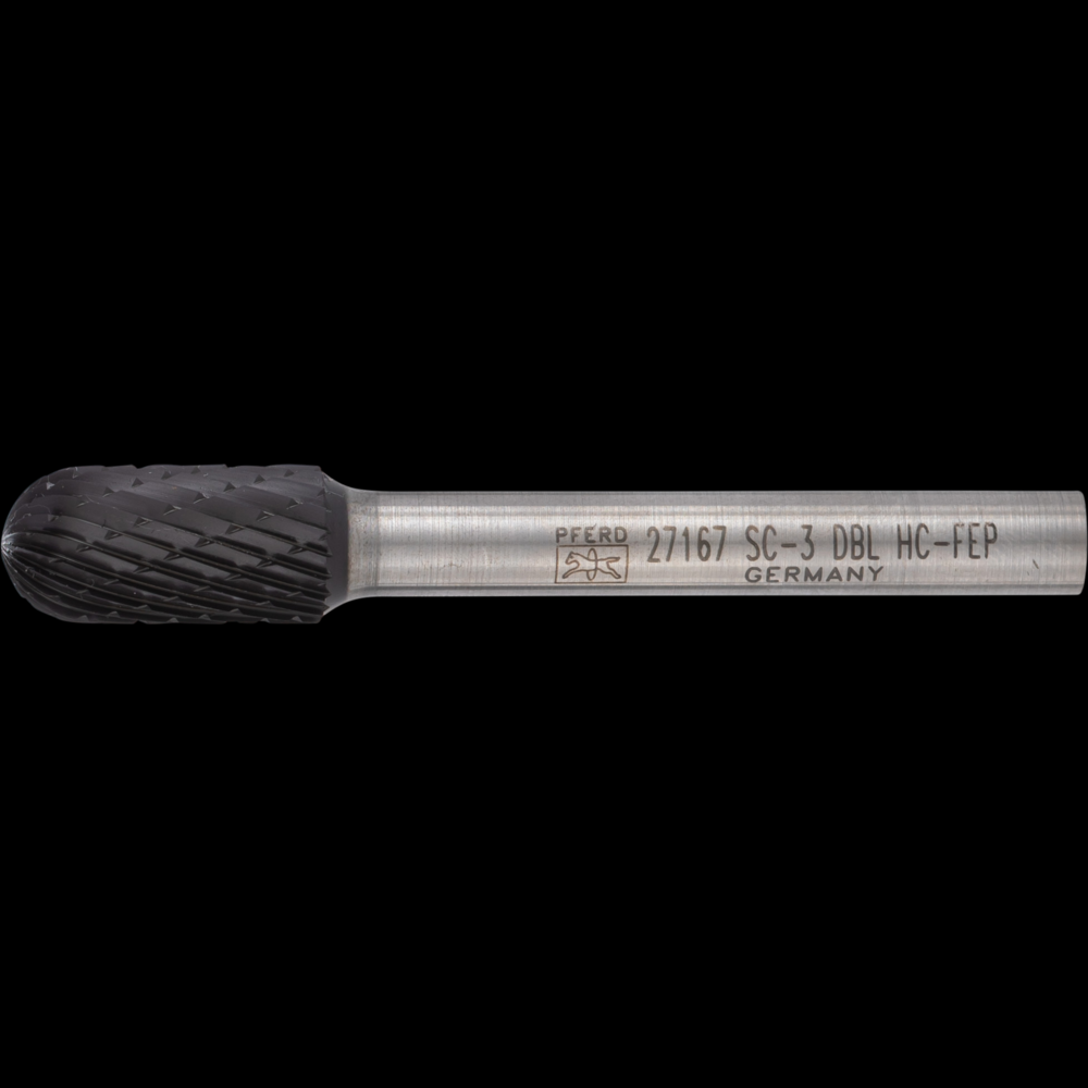 PFERD HICOAT® Carbide Bur SC-3 Cylindrical Radius End DC 3/8&#34; x 3/4&#34; x 1/4&#34; Shank<span class=' ItemWarning' style='display:block;'>Item is usually in stock, but we&#39;ll be in touch if there&#39;s a problem<br /></span>