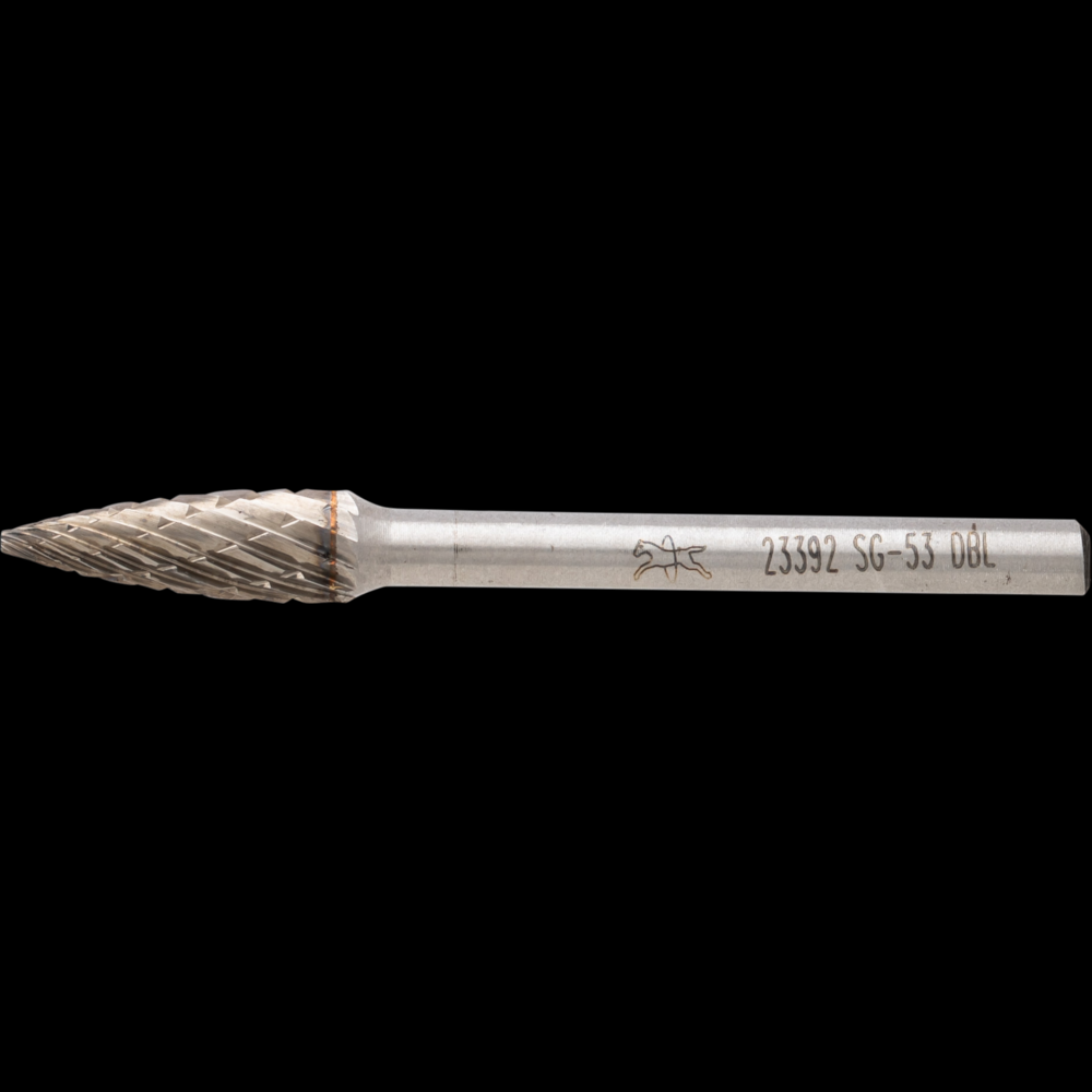 PFERD Carbide Bur SG-53 Pointed Tree Shape Double Cut 3/16&#34; x 1/2&#34; x 1/8&#34; Shank<span class=' ItemWarning' style='display:block;'>Item is usually in stock, but we&#39;ll be in touch if there&#39;s a problem<br /></span>