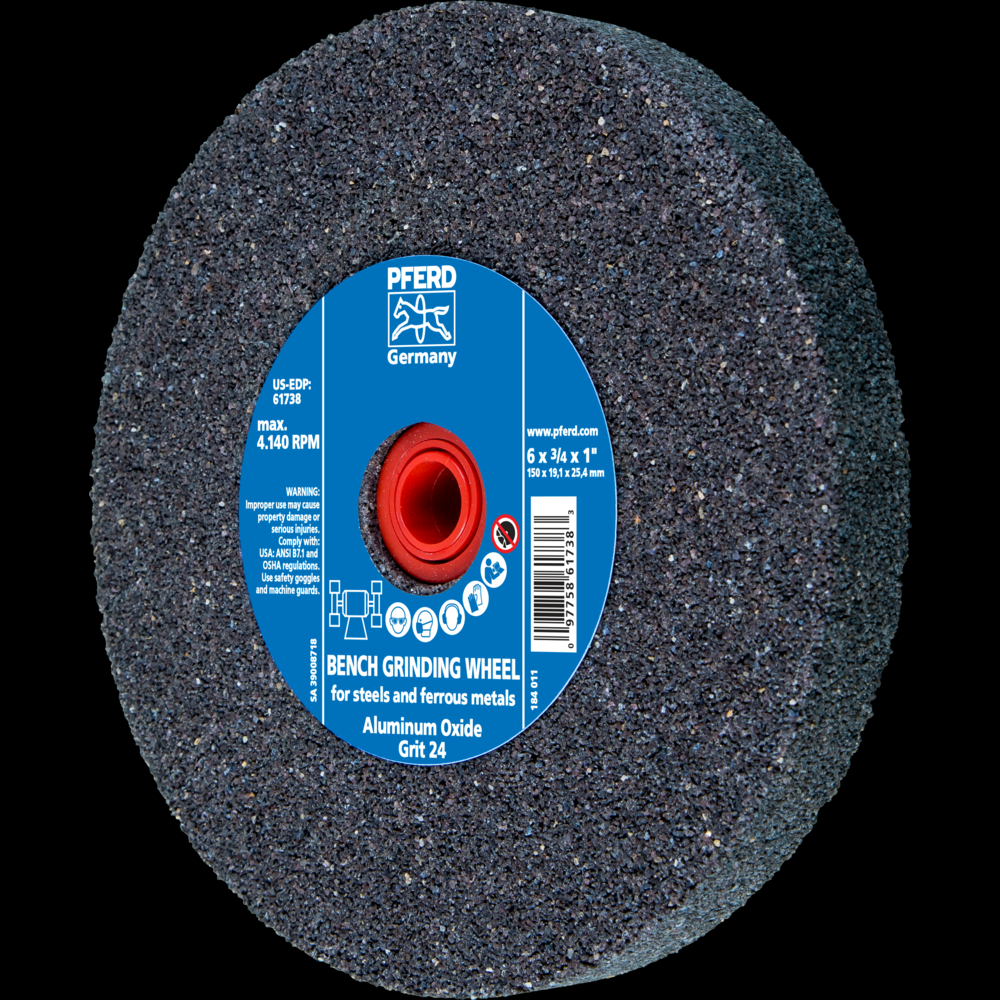 PFERD Vitrified Bench Wheel, UNIVERSAL, 6&#34; x 3/4 x 1, 24 Grit, Aluminum Oxide<span class=' ItemWarning' style='display:block;'>Item is usually in stock, but we&#39;ll be in touch if there&#39;s a problem<br /></span>