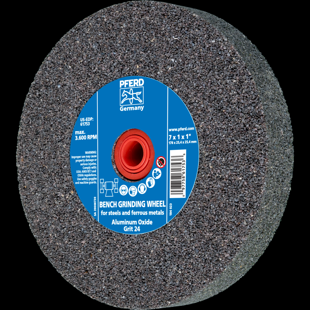 PFERD Vitrified Bench Wheel, UNIVERSAL, 6&#34; x 1 x 1, 24 Grit, Aluminum Oxide<span class=' ItemWarning' style='display:block;'>Item is usually in stock, but we&#39;ll be in touch if there&#39;s a problem<br /></span>