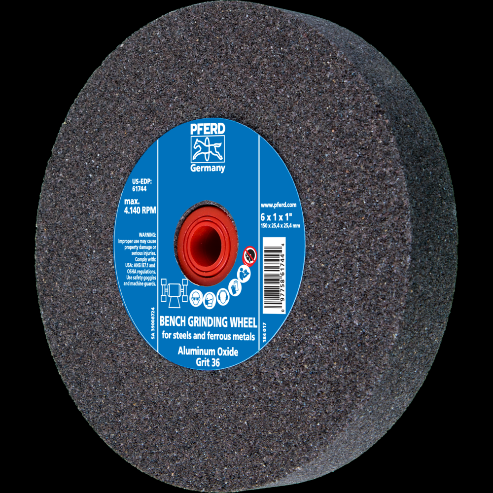 PFERD Vitrified Bench Wheel, UNIVERSAL, 6&#34; x 1 x 1, 36 Grit, Aluminum Oxide<span class=' ItemWarning' style='display:block;'>Item is usually in stock, but we&#39;ll be in touch if there&#39;s a problem<br /></span>