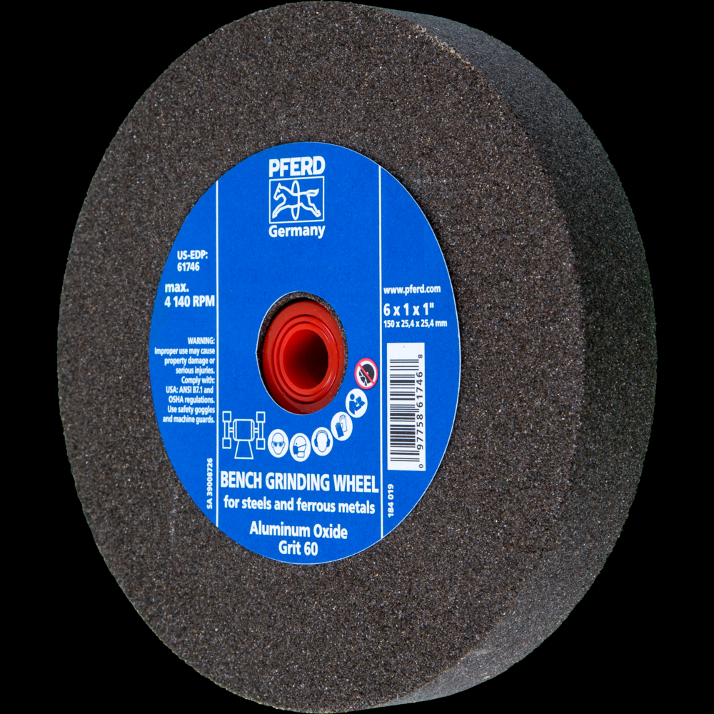 PFERD Vitrified Bench Wheel, UNIVERSAL, 6&#34; x 1 x 1, 60 Grit, Aluminum Oxide<span class=' ItemWarning' style='display:block;'>Item is usually in stock, but we&#39;ll be in touch if there&#39;s a problem<br /></span>