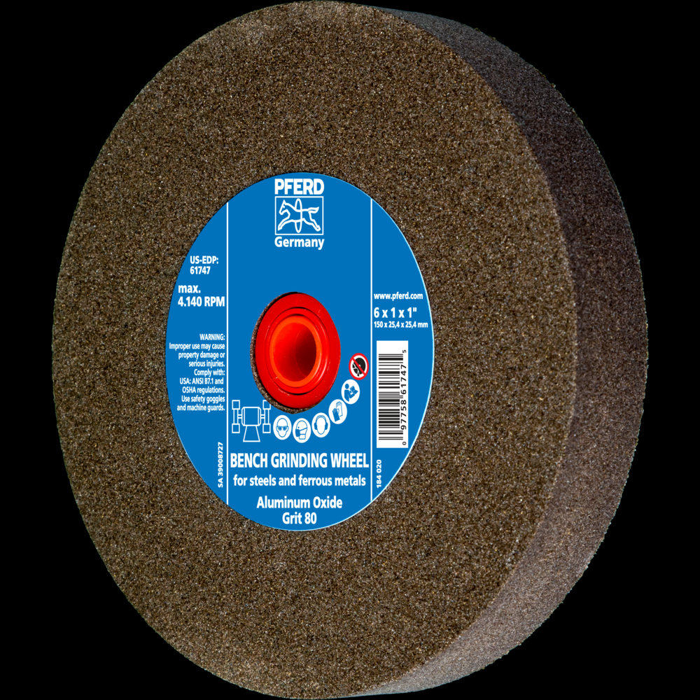 PFERD Vitrified Bench Wheel, UNIVERSAL, 6&#34; x 1 x 1, 80 Grit, Aluminum Oxide<span class=' ItemWarning' style='display:block;'>Item is usually in stock, but we&#39;ll be in touch if there&#39;s a problem<br /></span>