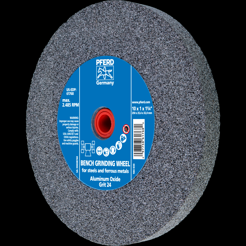 PFERD Vitrified Bench Wheel, UNIVERSAL, 10&#34; x 1 x 1-1/4, 24 Grit, Aluminum Oxide<span class=' ItemWarning' style='display:block;'>Item is usually in stock, but we&#39;ll be in touch if there&#39;s a problem<br /></span>