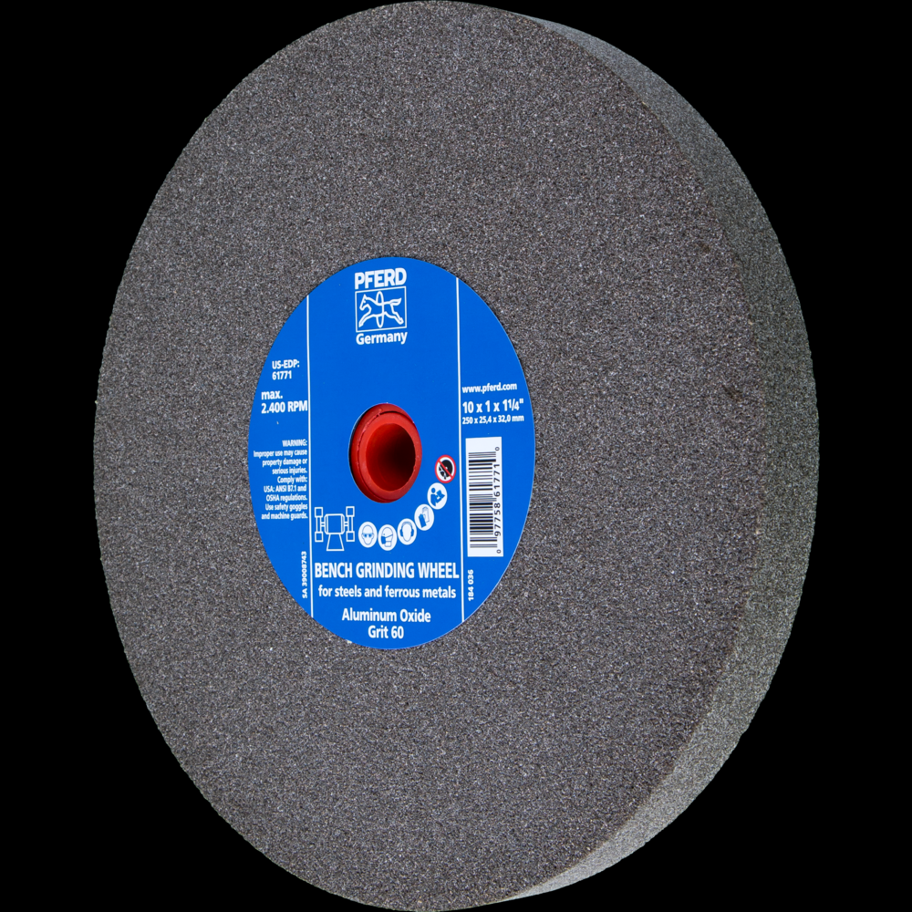 PFERD Vitrified Bench Wheel, UNIVERSAL, 10&#34; x 1 x 1-1/4, 60 Grit, Aluminum Oxide<span class=' ItemWarning' style='display:block;'>Item is usually in stock, but we&#39;ll be in touch if there&#39;s a problem<br /></span>