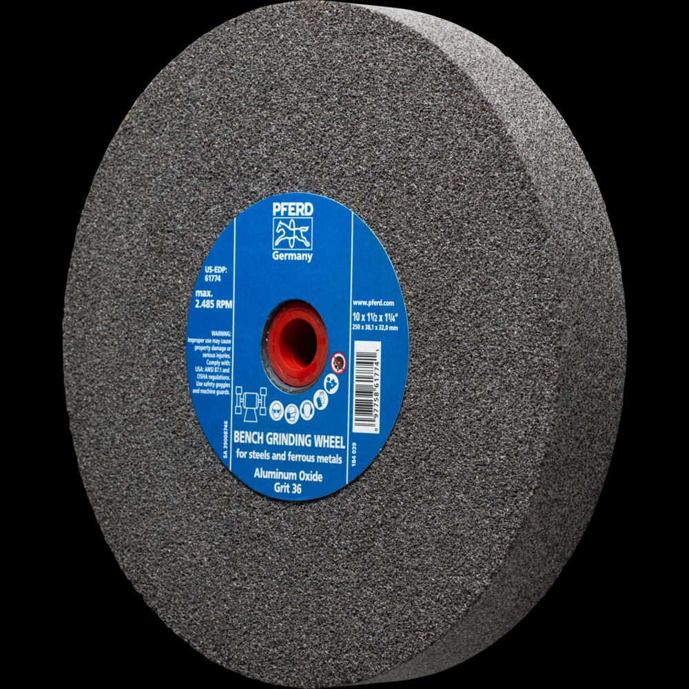 PFERD Vitrified Bench Wheel, UNIVERSAL, 10&#34; x 1-1/2 x 1-1/4, 36 Grit, Aluminum Oxide<span class=' ItemWarning' style='display:block;'>Item is usually in stock, but we&#39;ll be in touch if there&#39;s a problem<br /></span>