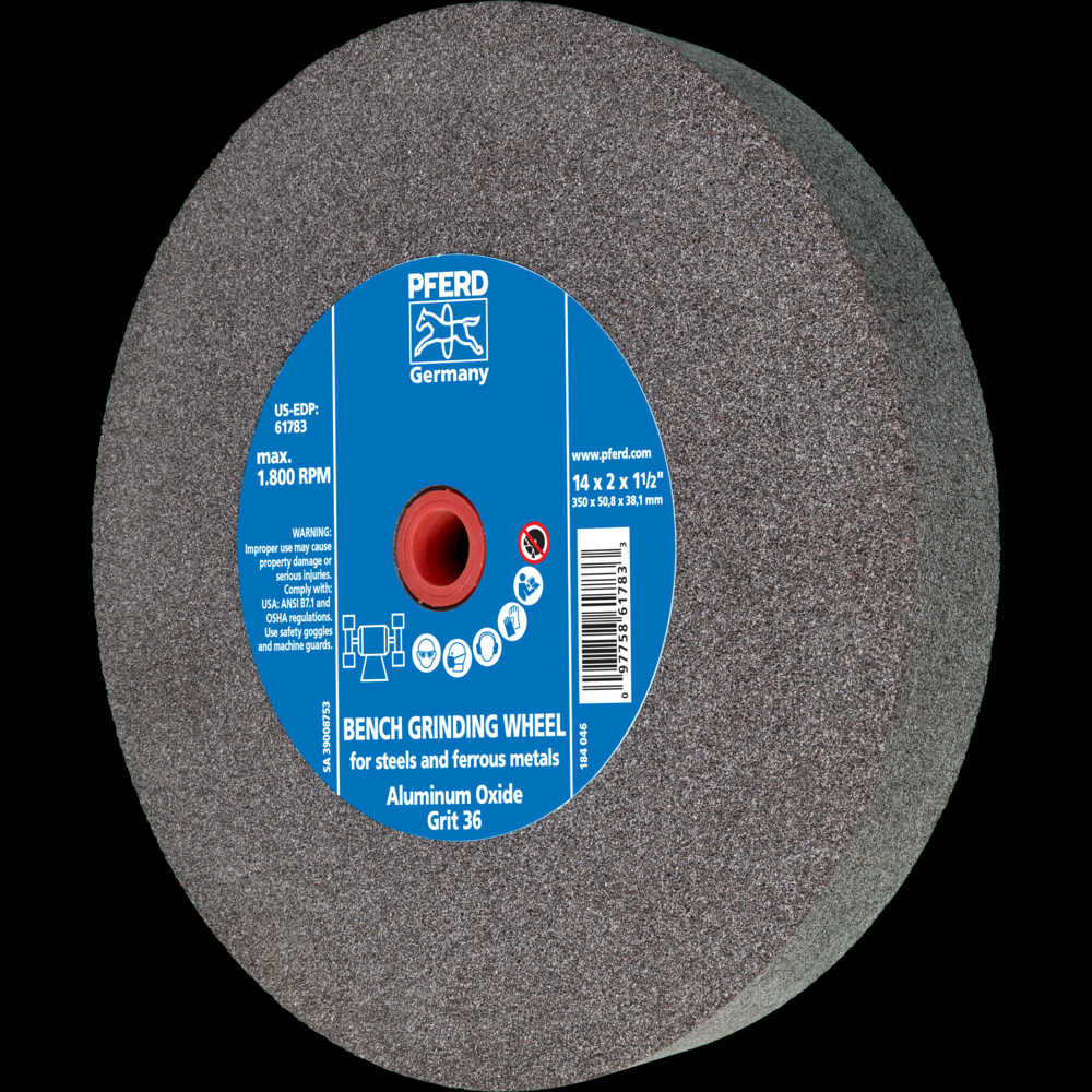 PFERD Vitrified Bench Wheel, UNIVERSAL, 14&#34; x 2 x 1-1/2, 36 Grit, Aluminum Oxide<span class=' ItemWarning' style='display:block;'>Item is usually in stock, but we&#39;ll be in touch if there&#39;s a problem<br /></span>