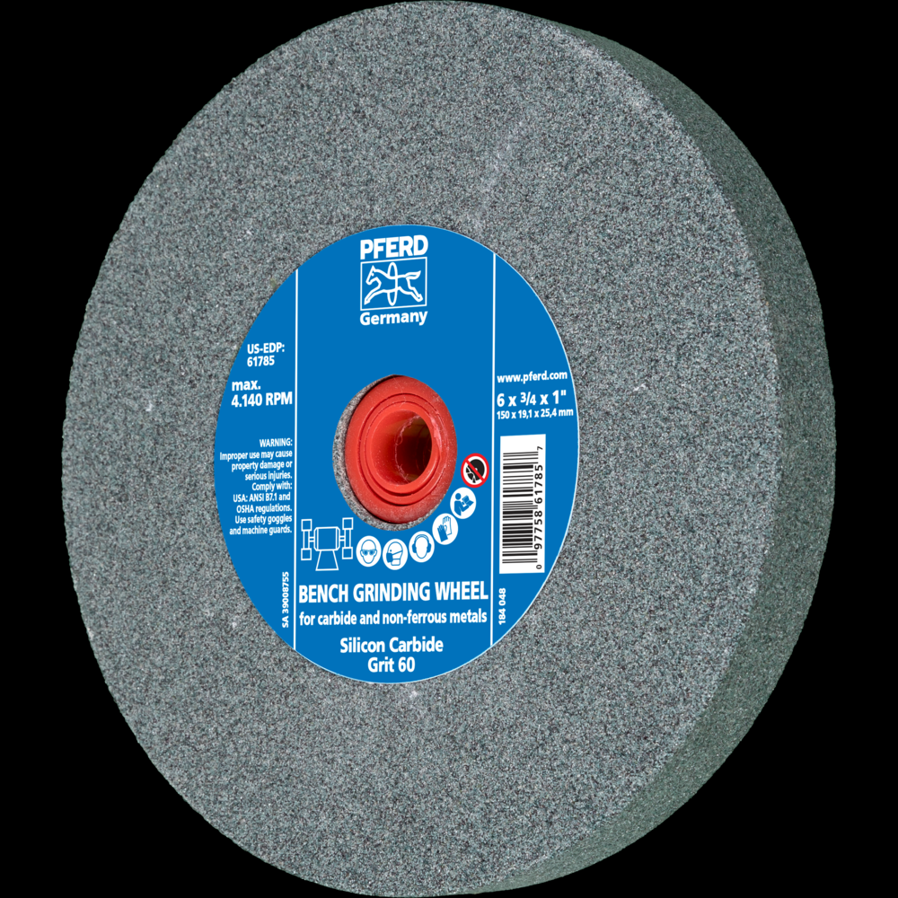 PFERD Vitrified Bench Wheel, CARBIDE, 6&#34; x 3/4 x 1, 60 Grit, Silicon Carbide<span class=' ItemWarning' style='display:block;'>Item is usually in stock, but we&#39;ll be in touch if there&#39;s a problem<br /></span>