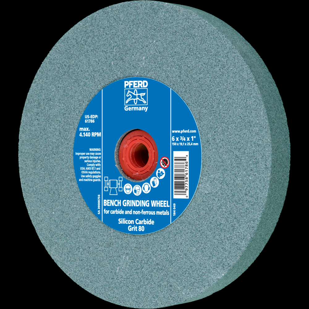 PFERD Vitrified Bench Wheel, CARBIDE, 6&#34; x 3/4 x 1, 80 Grit, Silicon Carbide<span class=' ItemWarning' style='display:block;'>Item is usually in stock, but we&#39;ll be in touch if there&#39;s a problem<br /></span>