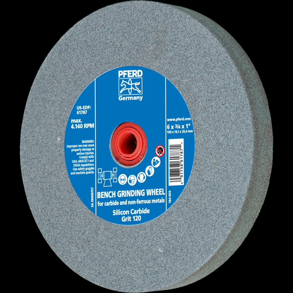 PFERD Vitrified Bench Wheel, CARBIDE, 6&#34; x 3/4 x 1, 120 Grit, Silicon Carbide<span class=' ItemWarning' style='display:block;'>Item is usually in stock, but we&#39;ll be in touch if there&#39;s a problem<br /></span>