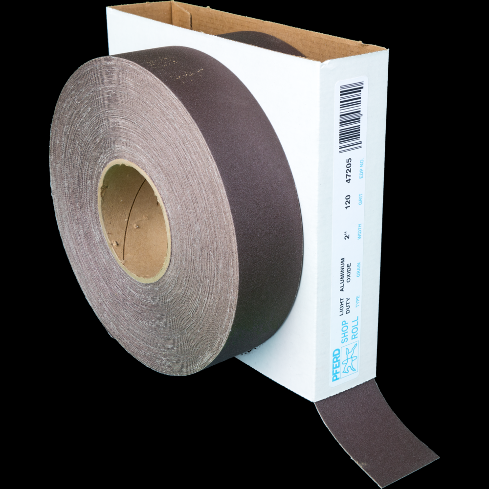 PFERD Shop Roll, Flexible Light Duty, 2&#34; x 50 yards, 120 Grit, Aluminum oxide<span class=' ItemWarning' style='display:block;'>Item is usually in stock, but we&#39;ll be in touch if there&#39;s a problem<br /></span>