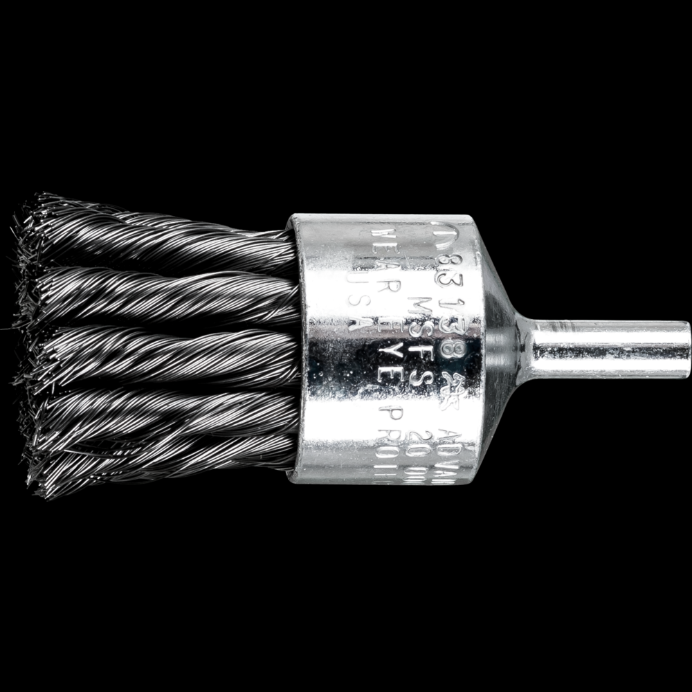 PFERD Knot Wire End Brush 1&#34; Dia. Straight Cup .010 Carbon Steel 1/4&#34; Shank Retail<span class=' ItemWarning' style='display:block;'>Item is usually in stock, but we&#39;ll be in touch if there&#39;s a problem<br /></span>