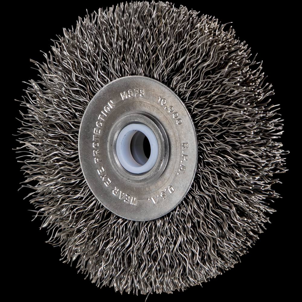 PFERD Crimped Wire Wheel Brush 3&#34; Dia Narrow Face .014 Carbon Steel 1/2-3/8&#34; Arbor<span class=' ItemWarning' style='display:block;'>Item is usually in stock, but we&#39;ll be in touch if there&#39;s a problem<br /></span>