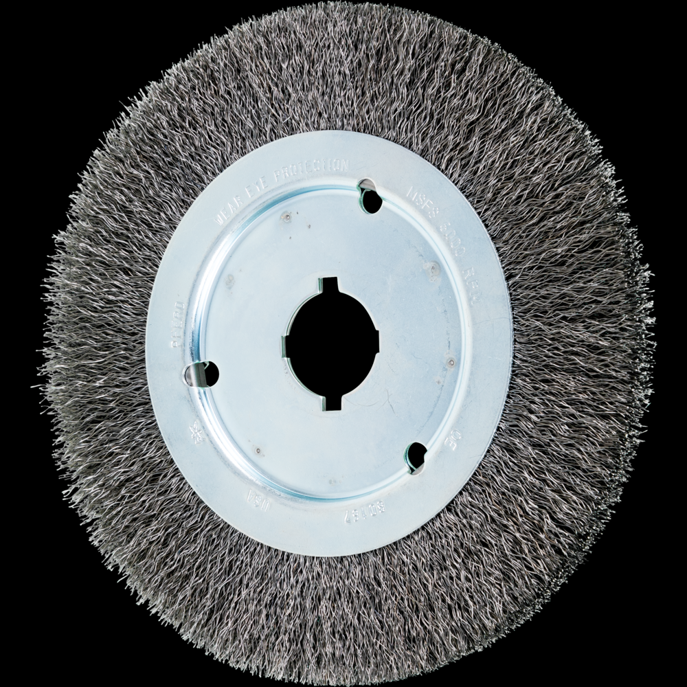 PFERD Crimped Wire Wheel Brush 8&#34; Dia Narrow Face .012 Carbon Steel 2&#34; Keyed Arbor<span class=' ItemWarning' style='display:block;'>Item is usually in stock, but we&#39;ll be in touch if there&#39;s a problem<br /></span>