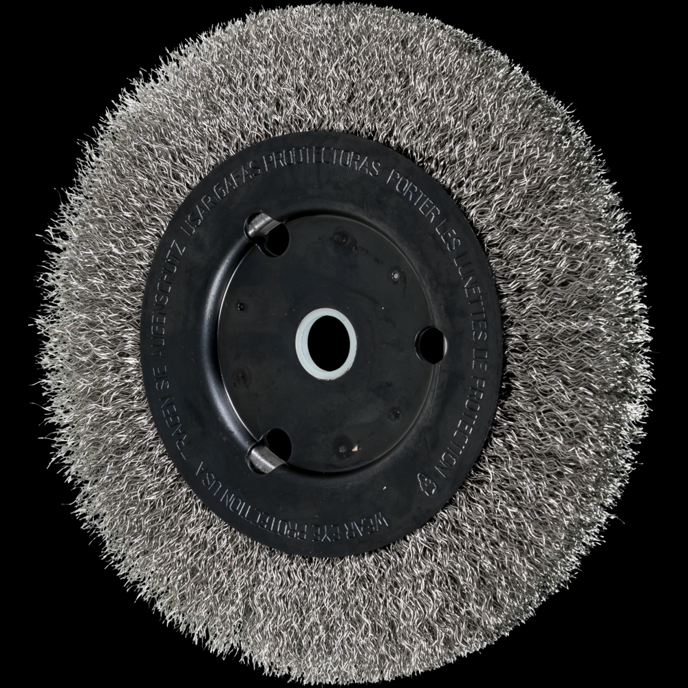 PFERD Crimped Wire Wheel Brush 6&#34; Dia Narrow Face .010 Stainless Steel 5/8-1/2&#34; Arbor<span class=' ItemWarning' style='display:block;'>Item is usually in stock, but we&#39;ll be in touch if there&#39;s a problem<br /></span>