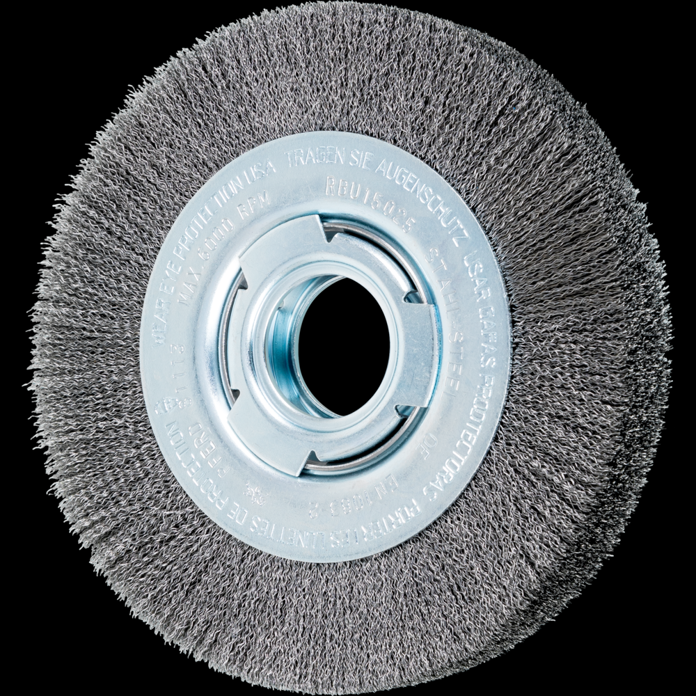 PFERD Crimped Wire Wheel Brush 6&#34; Dia Medium Face .008 Carbon Steel 2&#34; Arbor<span class=' ItemWarning' style='display:block;'>Item is usually in stock, but we&#39;ll be in touch if there&#39;s a problem<br /></span>