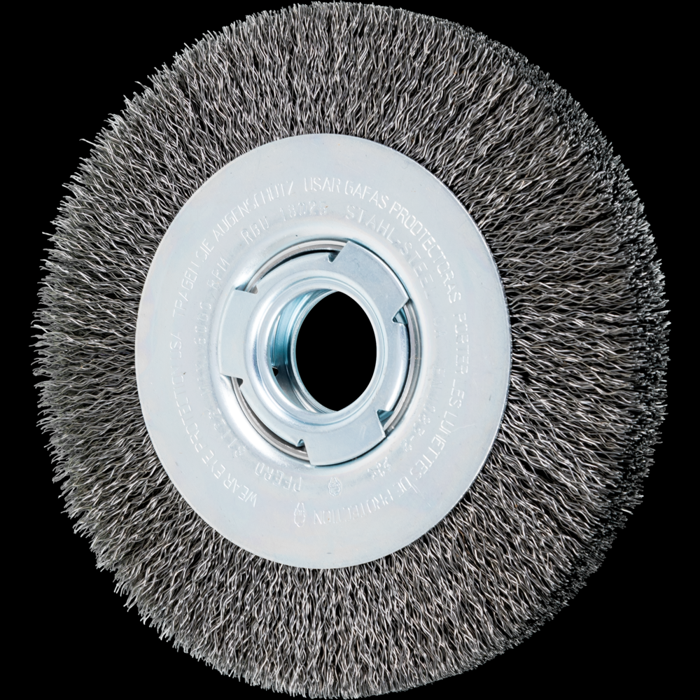 PFERD Crimped Wire Wheel Brush 7&#34; Dia Medium Face .014 Carbon Steel 2&#34; Arbor<span class=' ItemWarning' style='display:block;'>Item is usually in stock, but we&#39;ll be in touch if there&#39;s a problem<br /></span>